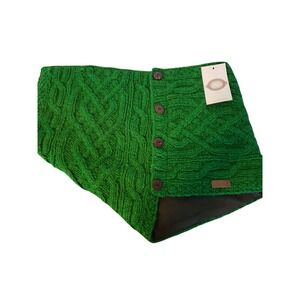 Aran‎ Crafts Ireland Cable Knit Neck Warmer Button Cowl Green Wool Blend